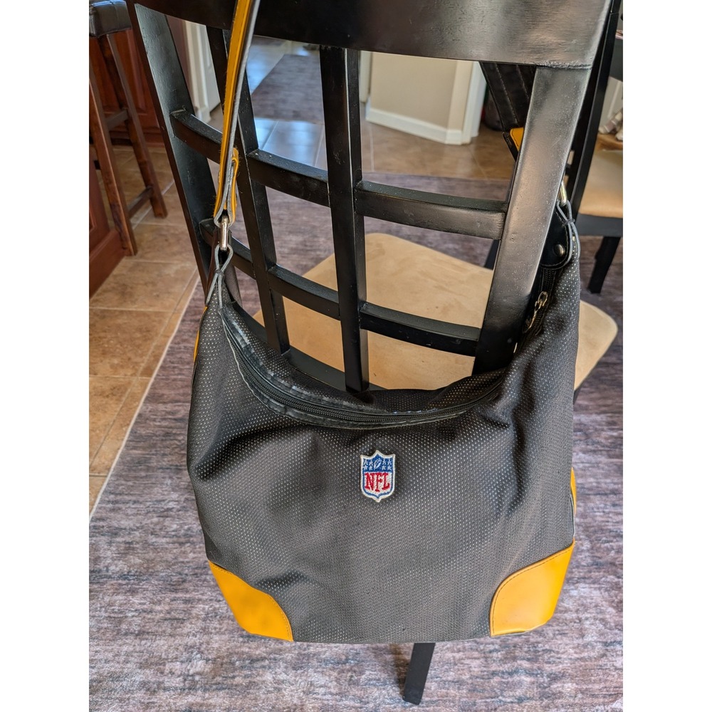 NFL Pittsburgh Steelers Hobo Bag Littleearth Black Yellow Mesh Shoulder Purse - Picture 5 of 16
